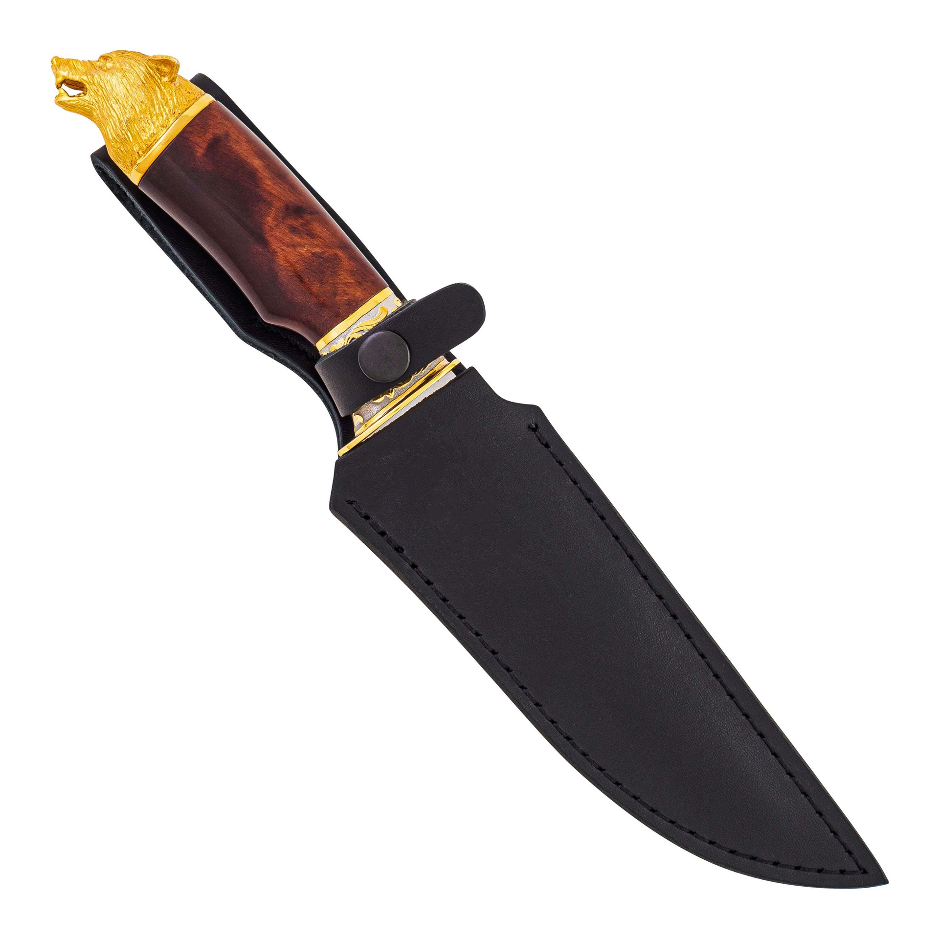 Подарочный Нож "Волк" /ЭИ-107/  никель, золото 999,9