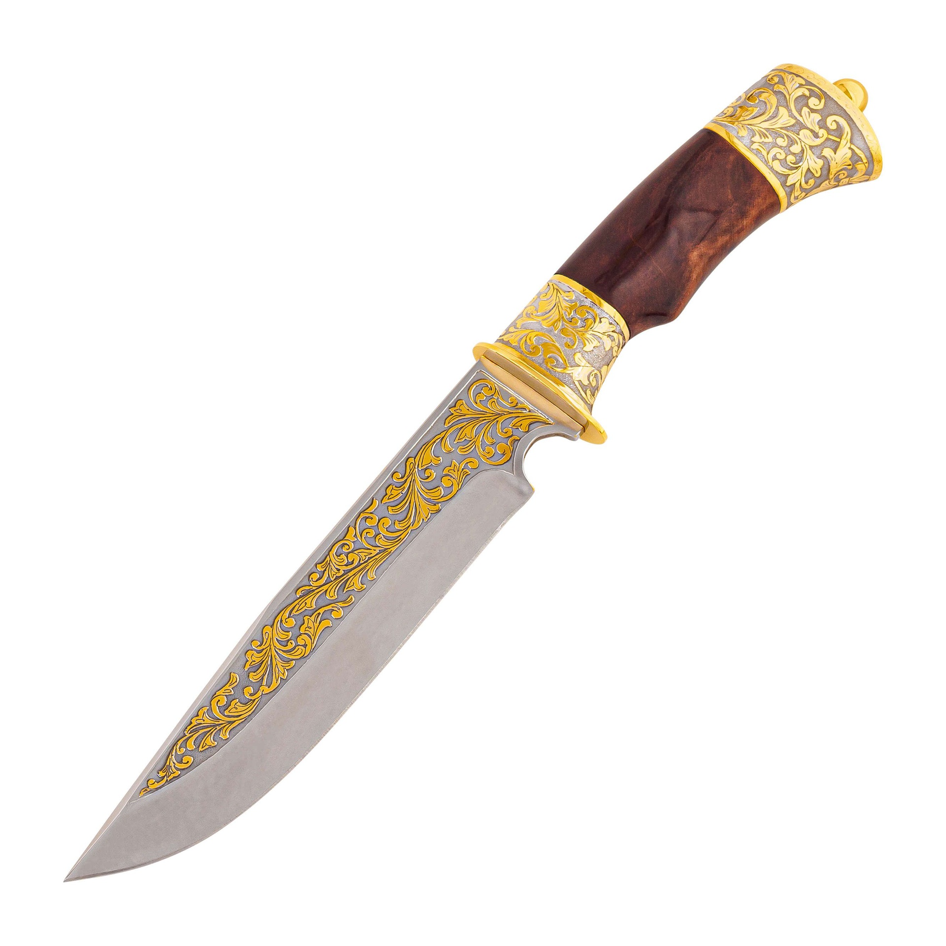 Нож подарочный "Глухарь" /ЭИ-107/ никель, золото 999,9