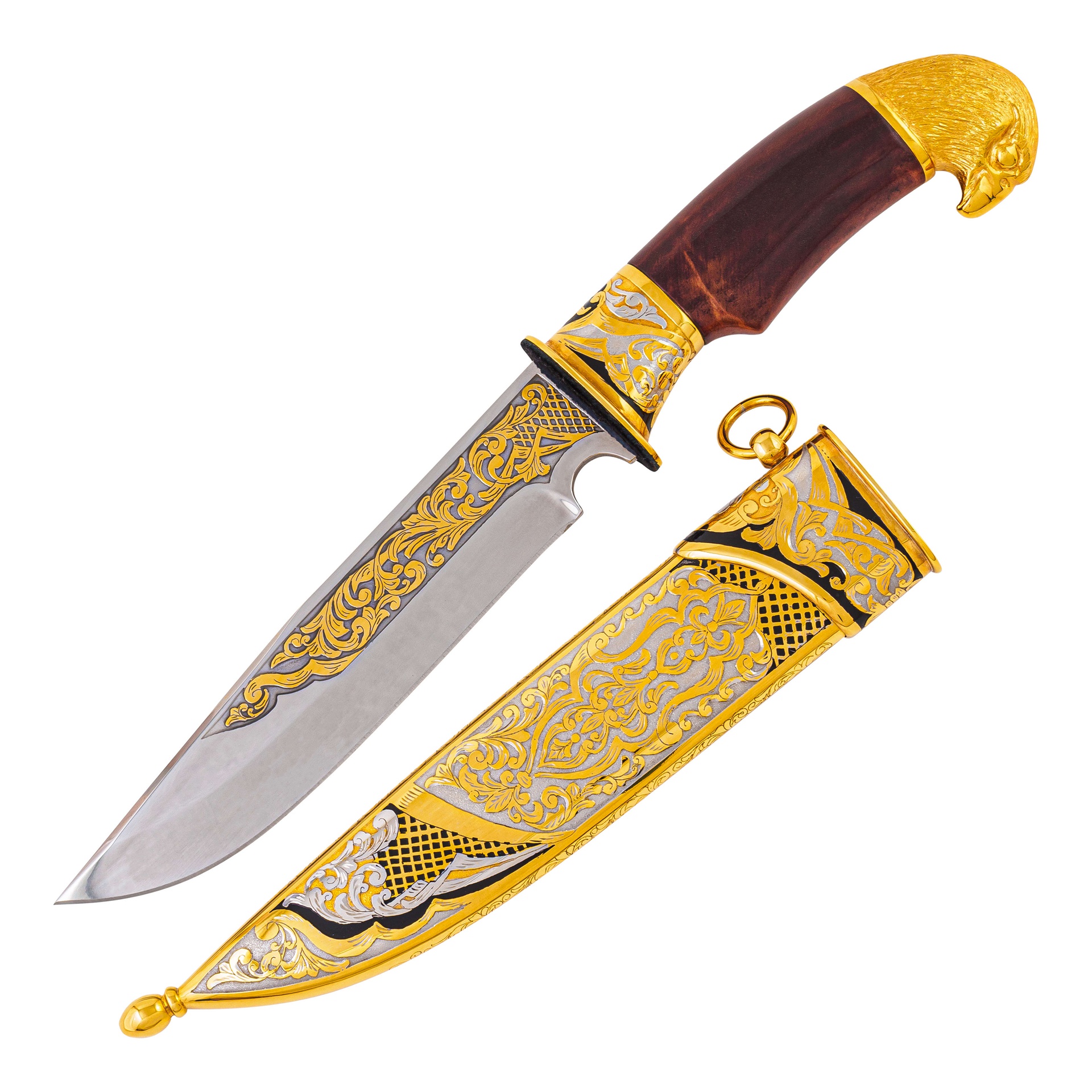 Охотничий набор "Соколиная охота" /фляжка, стопки, нож ЭИ-107 ЦМ/ в подарок охотнику