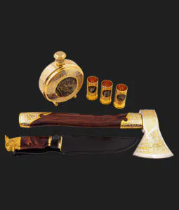 Набор «Рысь» фляжка, стопки, нож ЭИ-107, топор