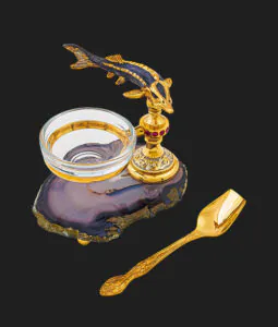 Икорница «Черноморский осетр» чернение серебра